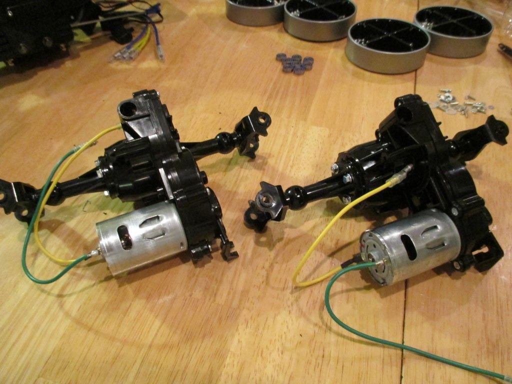 Motors attached to the gearboxes